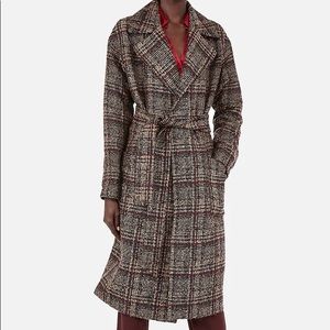 Express plaid wool-blend oversized coat